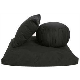 Kapok Zafu, Zabuton and Support Meditation Cushion Set (3pc), Sand