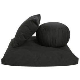 Kapok Zafu, Zabuton and Support Meditation Cushion Set (3pc), Sand