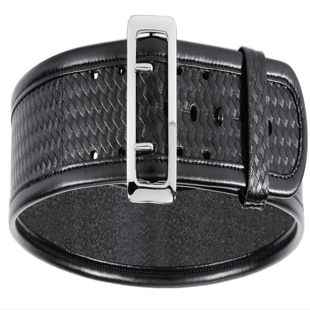 Bianchi 22230: Sam Browne Belt Plain Blk Sz 46 Chrome,Black