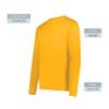 Augusta Sportswear Wicking Long Sleeve Sun Protection Athletic Shirt for Running, Hiking, Fishing, and Outdoor Activities, Gold, Large view 4
