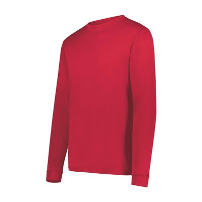 Augusta Sportswear Wicking Long Sleeve Sun Protection Athletic Shirt for Running, Hiking, Fishing, and Outdoor Activities, Red, Large