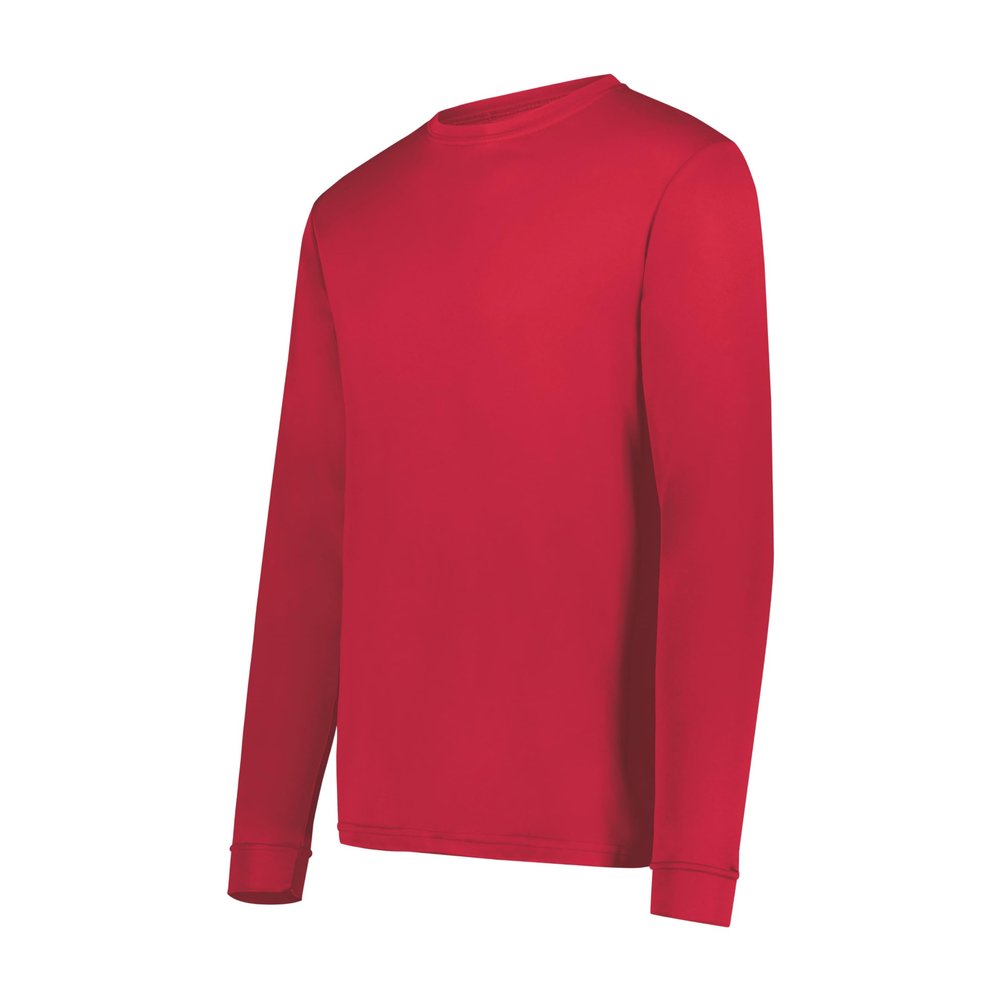 Augusta Sportswear Wicking Long Sleeve Sun Protection Athletic Shirt for Running, Hiking, Fishing, and Outdoor Activities, Red, Large