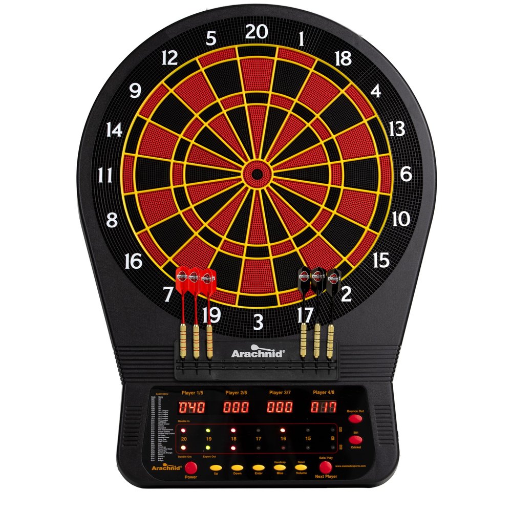 Arachnid Cricket Pro 650 Electronic Dartboard  15.5 Regulation Size  33 Games with 303 Variations  8-Player LED Score Display