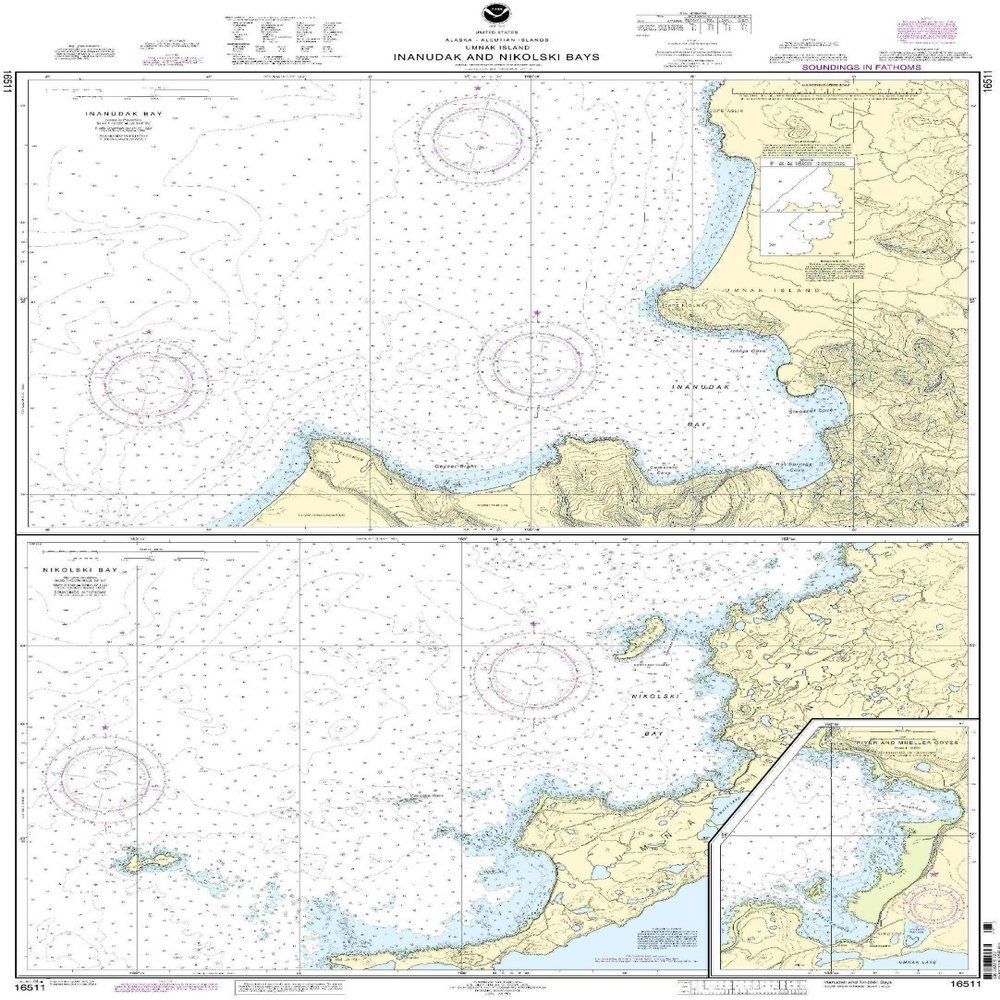 16511--Inanudak Bay and Nikolski Bay, Umnak Island, River and Mueller Caves