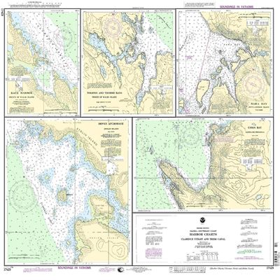 17423--Harbor Charts - Clarence Strait and Behm Cannal, Dewey Anchorage, Etolin Island, Ratz Harbor, Prince of Wales Island, Naha Bay, Revillagigedo Island, Tolstoi and Thorne Bays, Prince of Wales Island, Union bay, Cleveland Peninsula