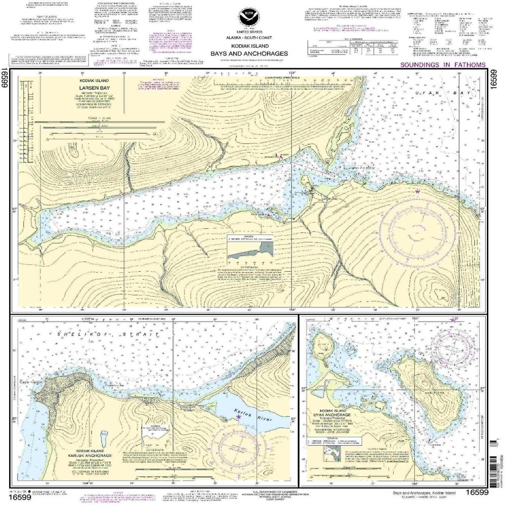 16599--Kodiak Island - Bays and Anchorages, Kodiak Island, Karluk Anchorage, Larsen Bay, Uyak Anchorage