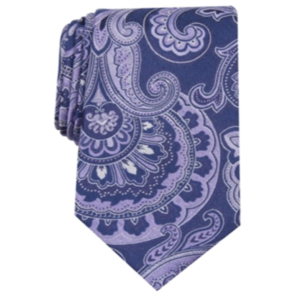Tasso Elba Mens Lyle Silk Blend Embroidered Neck Tie Purple O/S