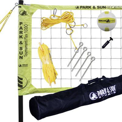 Park & Sun Sports Tournament Flex 1000: Portable Outdoor Volleyball Net System, Yellow
