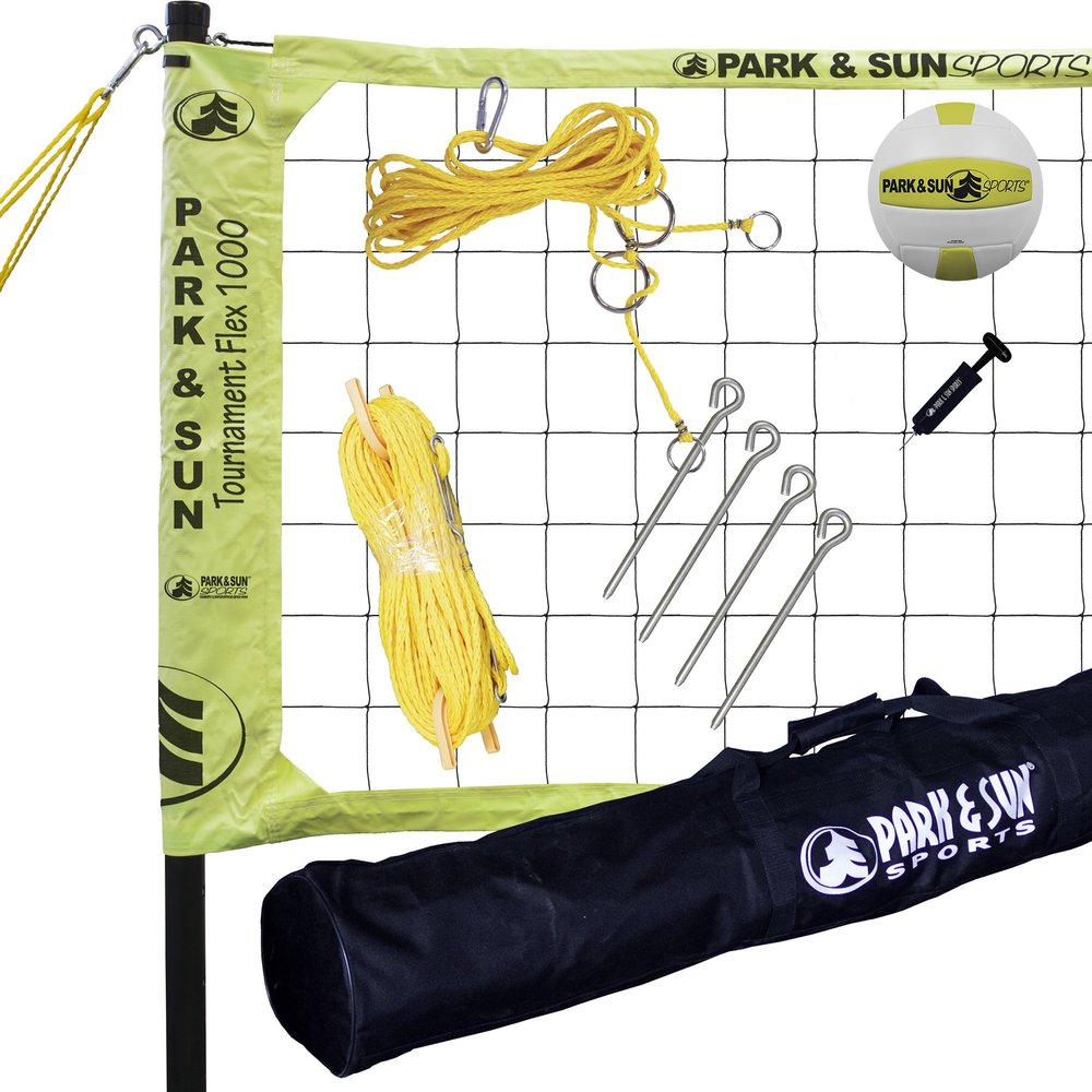 Park & Sun Sports Tournament Flex 1000: Portable Outdoor Volleyball Net System, Yellow