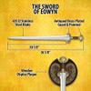 United Cutlery The Lord of The Rings Sword of Eowyn | Officially Licensed Replica | Stainless Steel Blade | Metal Handguard and Pommel | Cast Metal Hilt | LOTR Collectible for Display | Length 36 1/2" view 2