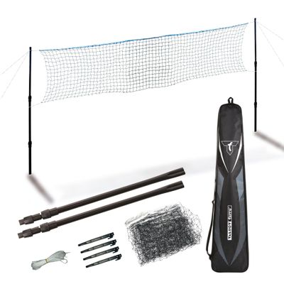 Talbot-Torro Telescopic Badminton Net Set, Height Adjustable: 1.25-1.55m, Width 6.10m, in a Bag, 449599