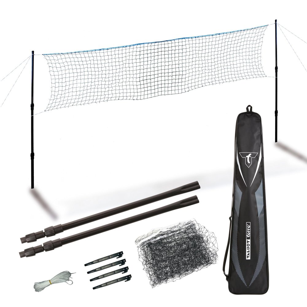 Talbot-Torro Telescopic Badminton Net Set, Height Adjustable: 1.25-1.55m, Width 6.10m, in a Bag, 449599