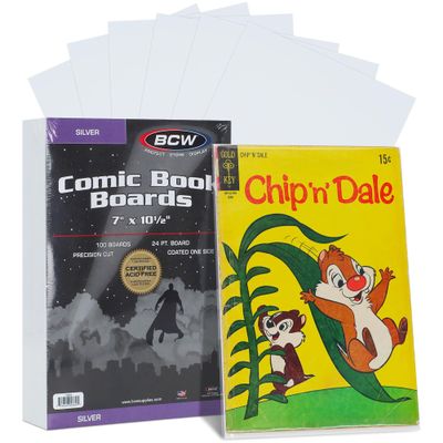 BCW Silver Comic Book Backing Boards 7" x 10.5" 500 Pack | Certified Acid-Free | Comic Book Boards for Fabric Storage & Silver Age Comic