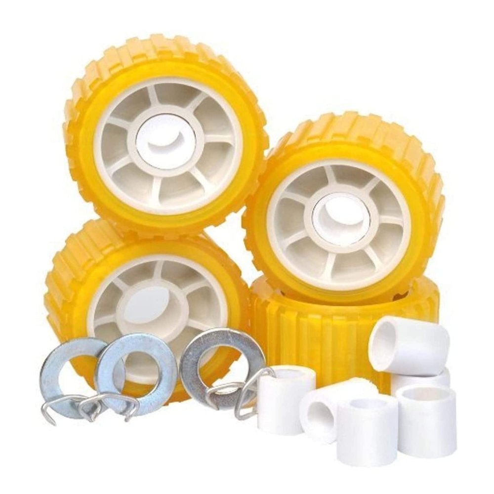 Tie Down Engineering Hull Sav'r 5 inch PVC Ribbed Wobble Roller Kit | 7/8 inch and 1-1/8 inch Shafts | Boat Trailer Parts & Accessories | Boat Trailer Roller Kit