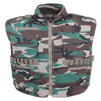 Rothco Ranger Vest Tactical Outdoor Hunting Camping Utility Cargo Vest with Storage Pockets, Woodland Camo, S