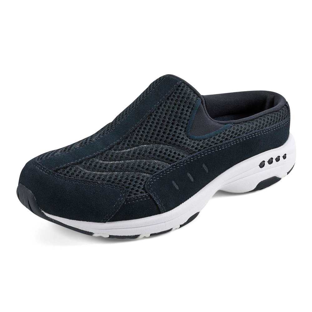 Easy Spirit Traveltime Women's Slip On, 9 E US, Navy-White-Suede