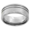 9mm Titanium Pipe Cut Wedding Band Ring for Men 2 Stripes Beveled Edges Brushed Finish Comfort Fit Size 11 view 1