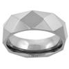 8mm Titanium Faceted Wedding Band Ring for Men Polished Comfort Fit Size 13.5 view 1