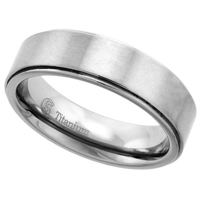 6mm Titanium Pipe Cut Wedding Band Ring for Men Beveled Edges Brushed Finish Comfort Fit Size 14