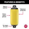 Taylor Made Super Gard Boat Fender, Yellow (8.5" x 26") Double-Molded Ends, Ribbed Technology to Minimize Roll, Rubber Football Needle Inflation Valve, Marine-Grade Vinyl, 5/8" Eyelets - 958824 view 3