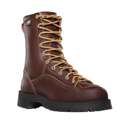 Danner Rain Forest 8 Waterproof Work Boots for Men - Full-Grain Leather with Breathable Gore-Tex, Comfort Footbed & Traction Heel Outsole, EH Rated, Brown - 7.5 EE