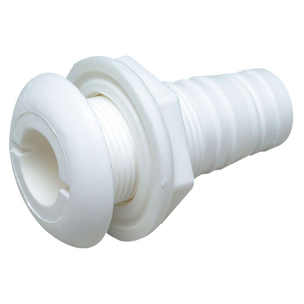 Seachoice Thru-Hull Connector w/Broad Flange, Fits 1 in. ID Hose, 1-1/4 in. Max Hull