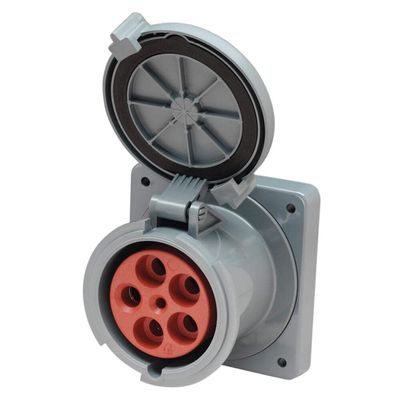 Marinco 100A 125/208V Receptacle, NEMA 14-50, Plastic, White, Boat Outlet, Receptacle