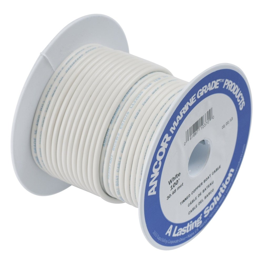 Ancor 106902 Marine Grade Electrical Primary Tinned Copper Boat Wiring (12-Gauge, White, 25-Feet)