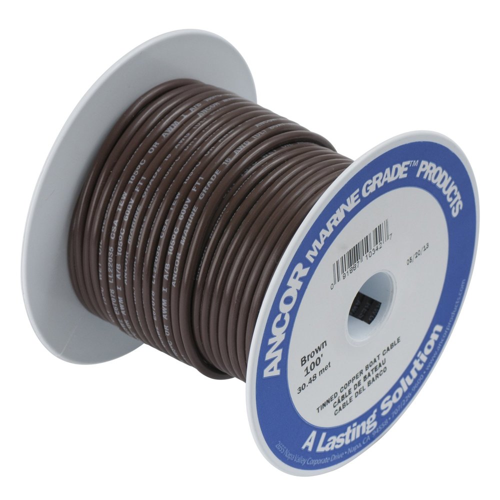 Ancor 102250 Marine Grade Electrical Primary Tinned Copper Boat Wiring (16-Gauge, Brown, 500-Feet)