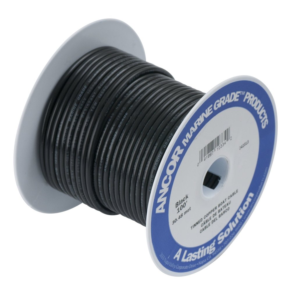 Ancor 108099 Marine Grade Electrical Primary Tinned Copper Boat Wiring (10-Gauge, Black, 1000-Feet)