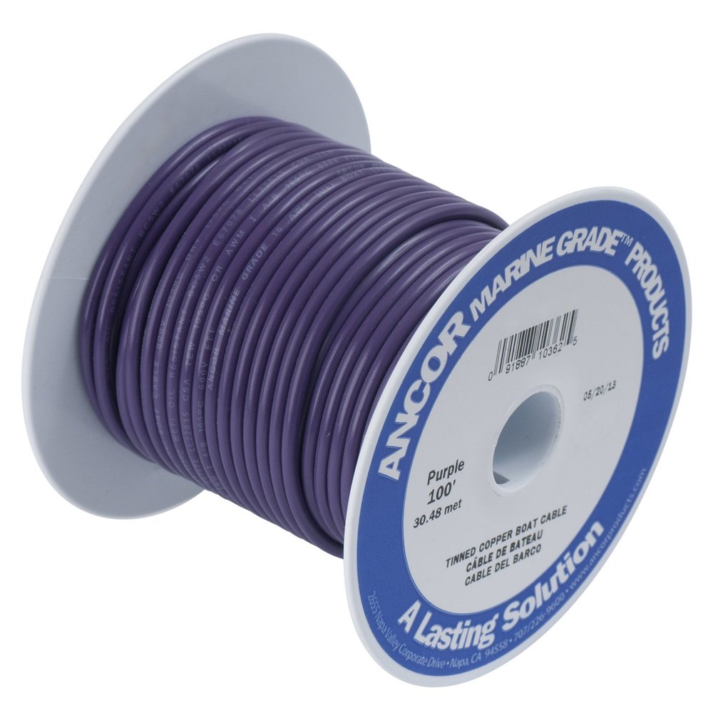 Ancor 102799 Marine Grade Electrical Primary Tinned Copper Boat Wiring (16-Gauge, Purple, 1000-Feet)