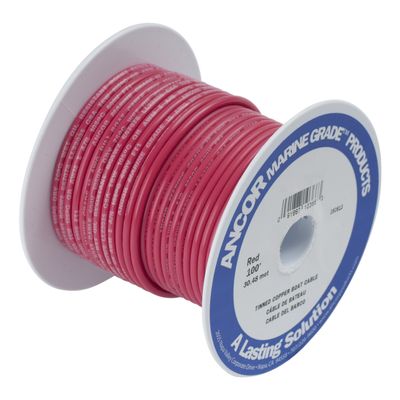Ancor 108850 Marine Grade Electrical Primary Tinned Copper Boat Wiring (10-Gauge, Red, 500-Feet)