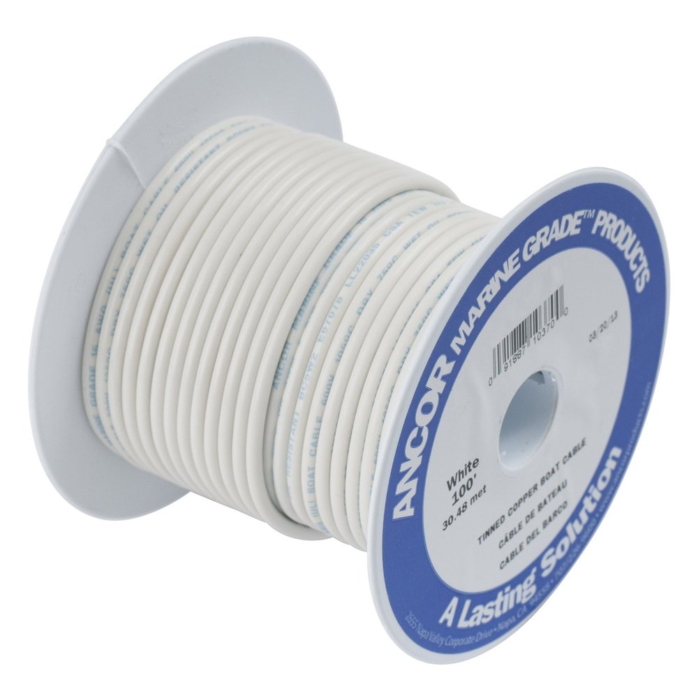 Ancor 102925 Marine Grade Electrical Primary Tinned Copper Boat Wiring (16-Gauge, White, 250-Feet)