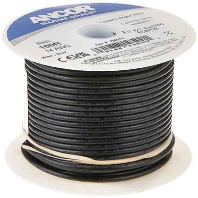 Ancor 104050 Marine Grade Electrical Primary Tinned Copper Boat Wiring (14-Gauge, Black, 500-Feet)