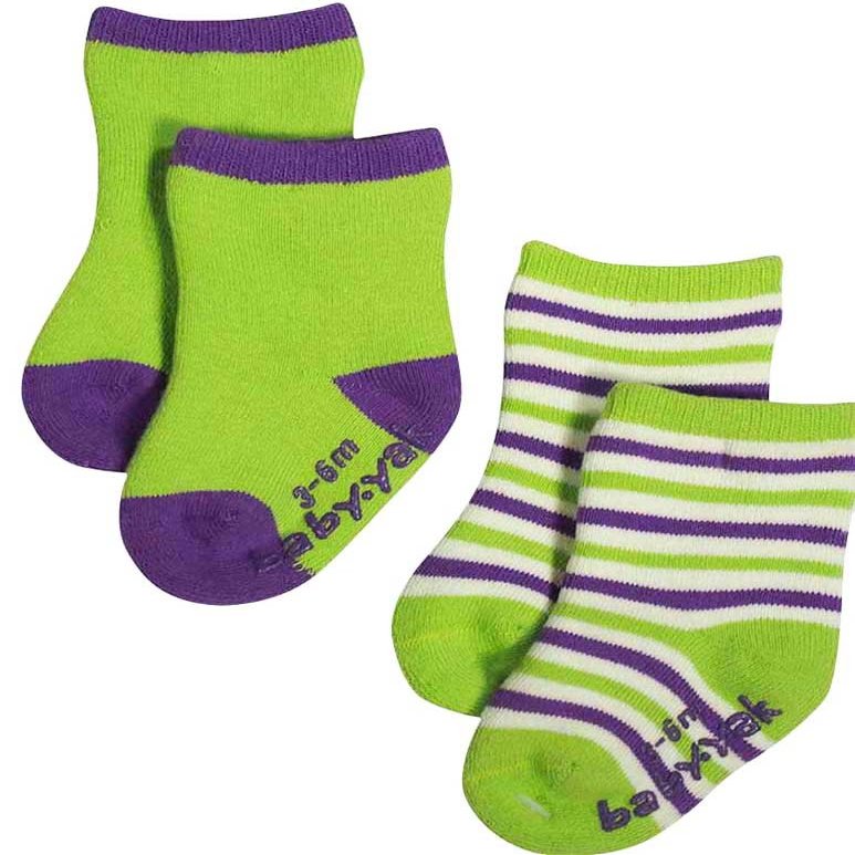 Mak the Yak - Little Boys' Bootie Sock 2-Pack, Purple, Lime 7897-3-6Months