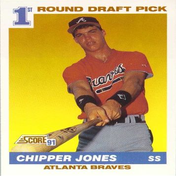 Chipper Jones 1991 Score "1st Round Draft Pick" Mint Rookie Card #671 Shipped in Protective Screw Down Holder.