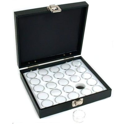 25 Gem Jars White Display Tray Gemstone Travel Case