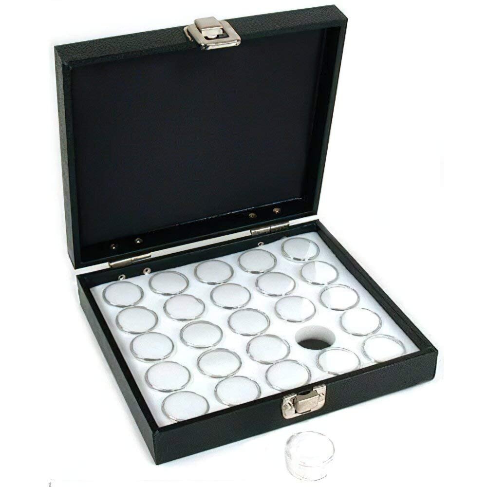 25 Gem Jars White Display Tray Gemstone Travel Case
