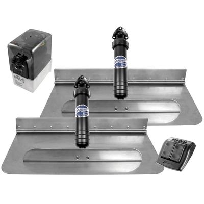 Bennett Marine Bennett 2412E Hydraulic Trim Tab Set with Euro-Style Control - 24" x 12"