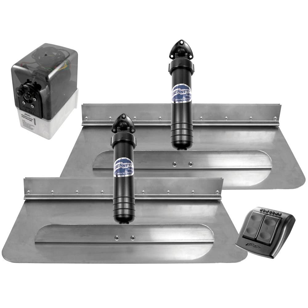 Bennett Marine Bennett 2412E Hydraulic Trim Tab Set with Euro-Style Control - 24" x 12"