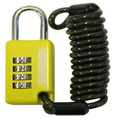 Brinks 185-50053-4 Four Dial Front Access Resettable Lock with Coiled Cable