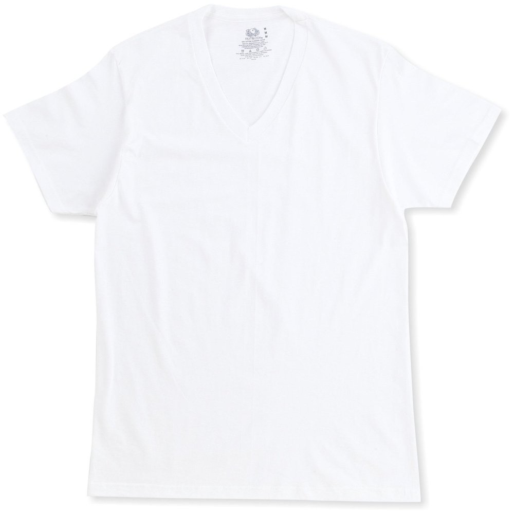 Fruit of the Loom Men's V-Neck Tee 3 Pack, White, Small(Pack of 3)