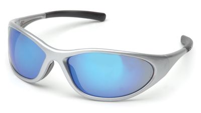 Pyramex Safety Zone Ii Safety Eyewear, Ice Blue Mirror With Silver Frame
