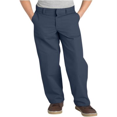 Dickies Boys' Flexwaist Flat Front Straight Leg Pants - Stretch School Uniform Dress Trousers with Adjustable Waist, Dark Navy, 20