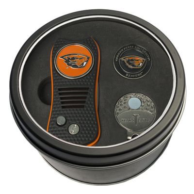 Team Golf NCAA Oregon State Beavers Tin Gift Set with Retractable Divot Tool, Cap Clip, and Ball Marker Gift Set Retractable Divot Tool, Cap Clip, & 2 Double-Sided Enamel Ball Markers, Patented Design, Less Damage to Greens, Retractable Mechanism
