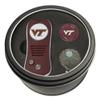 Team Golf NCAA Virginia Tech Hokies Tin Gift Set with Retractable Divot Tool, Cap Clip, and Ball Marker Gift Set Retractable Divot Tool, Cap Clip, & 2 Double-Sided Enamel Ball Markers, Patented Design, Less Damage to Greens, Retractable Mechanism view 1