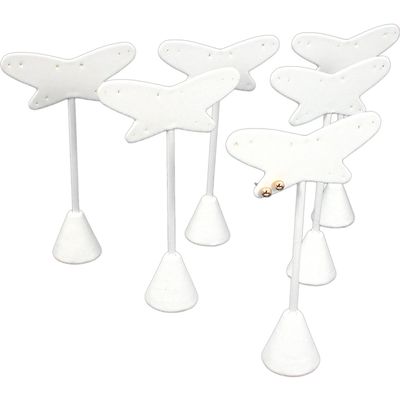 FindingKing 6 White Butterfly Earring Stand 5 Pairs Displays 5.75"