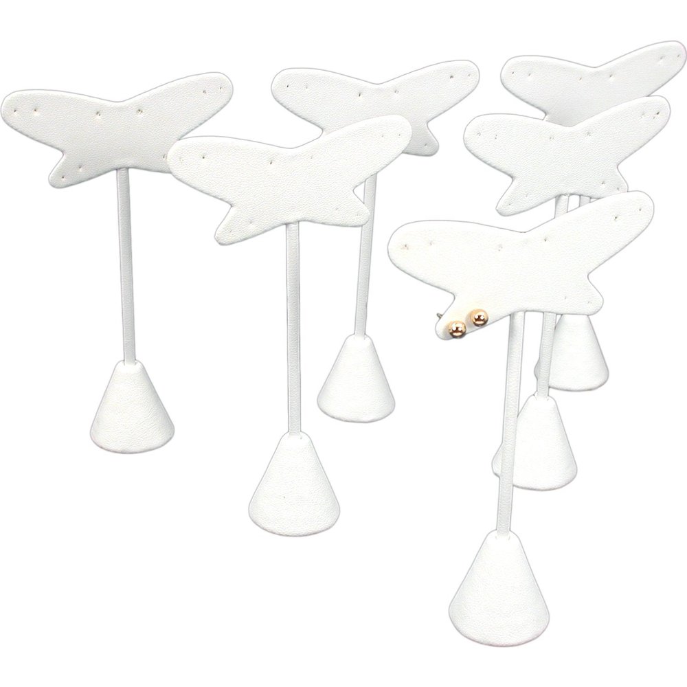 FindingKing 6 White Butterfly Earring Stand 5 Pairs Displays 5.75"