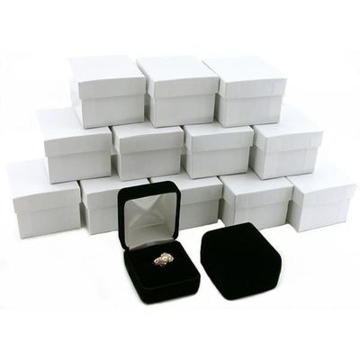 FindingKing 12 Black Velvet Ring Gift Boxes Jewelry Counter Displays