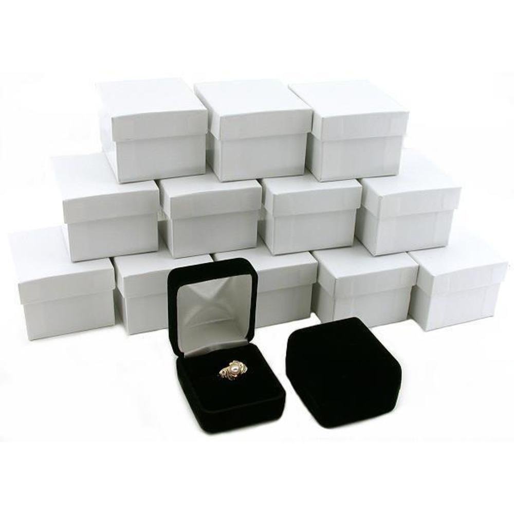 FindingKing 12 Black Velvet Ring Gift Boxes Jewelry Counter Displays